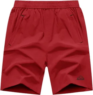 Rdruko Men's Quick Dry Hiking Shorts Lightweight Running Gym Outdoor Active Shorts with Zipper Pockets