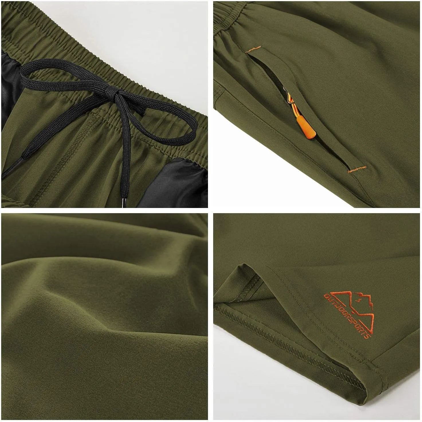 Rdruko Men's Quick Dry Hiking Shorts Lightweight Running Gym Outdoor Active Shorts with Zipper Pockets