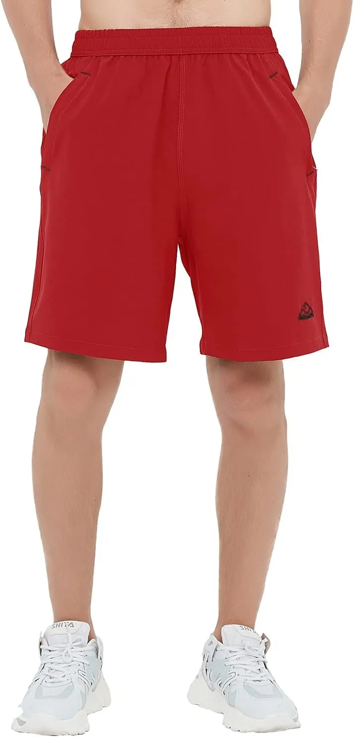 Rdruko Men's Quick Dry Hiking Shorts Lightweight Running Gym Outdoor Active Shorts with Zipper Pockets