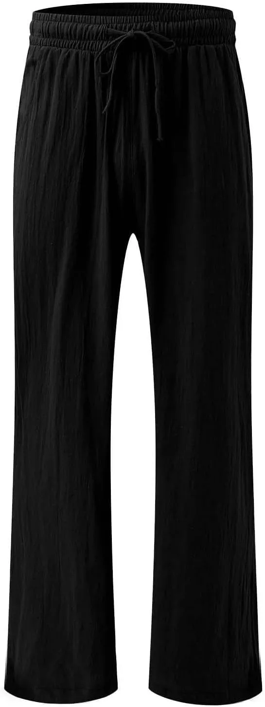 Resort Wear for Women 2025 Linen Pants Wide Leg Summer Casual Loose Pants High Waist Drawstring Pockets Beach Trousers