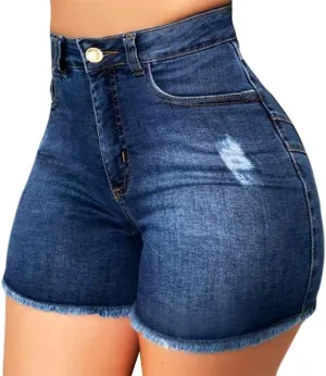 Ripped Jean Shorts for Women High Waisted Stretchy Plus Size Denim Distressed Jeans Shorts