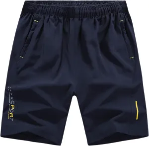 RTRDE Men's Athletic Workout Shorts Running Shorts with Zipper Pockets Lightweight Fitness Shorts, M-5XL