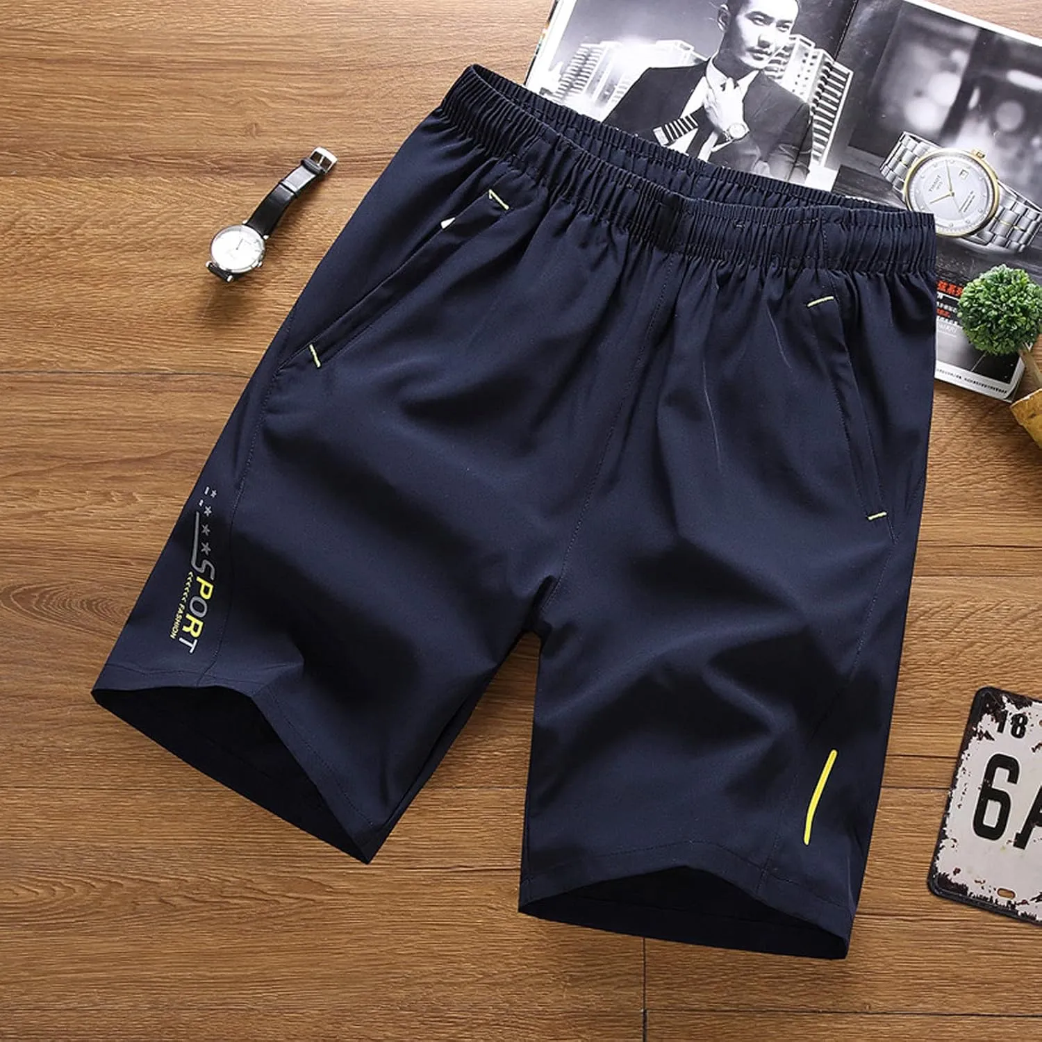 RTRDE Men's Athletic Workout Shorts Running Shorts with Zipper Pockets Lightweight Fitness Shorts, M-5XL