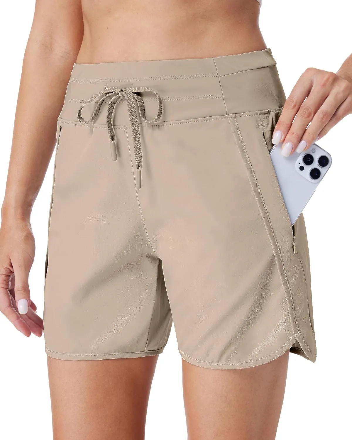 Running Shorts for Women 5" Athletic High Waisted Quick Dry Active Exercise Hiking Shorts with 3 Zipper Pocket