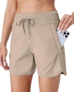 Running Shorts for Women 5" Athletic High Waisted Quick Dry Active Exercise Hiking Shorts with 3 Zipper Pocket