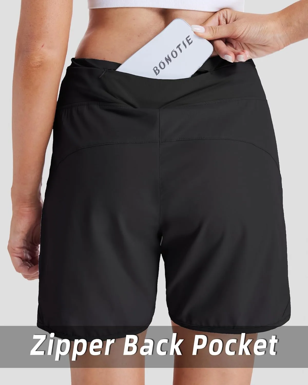 Running Shorts for Women 5" Athletic High Waisted Quick Dry Active Exercise Hiking Shorts with 3 Zipper Pocket