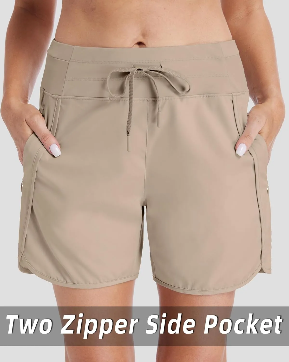 Running Shorts for Women 5" Athletic High Waisted Quick Dry Active Exercise Hiking Shorts with 3 Zipper Pocket