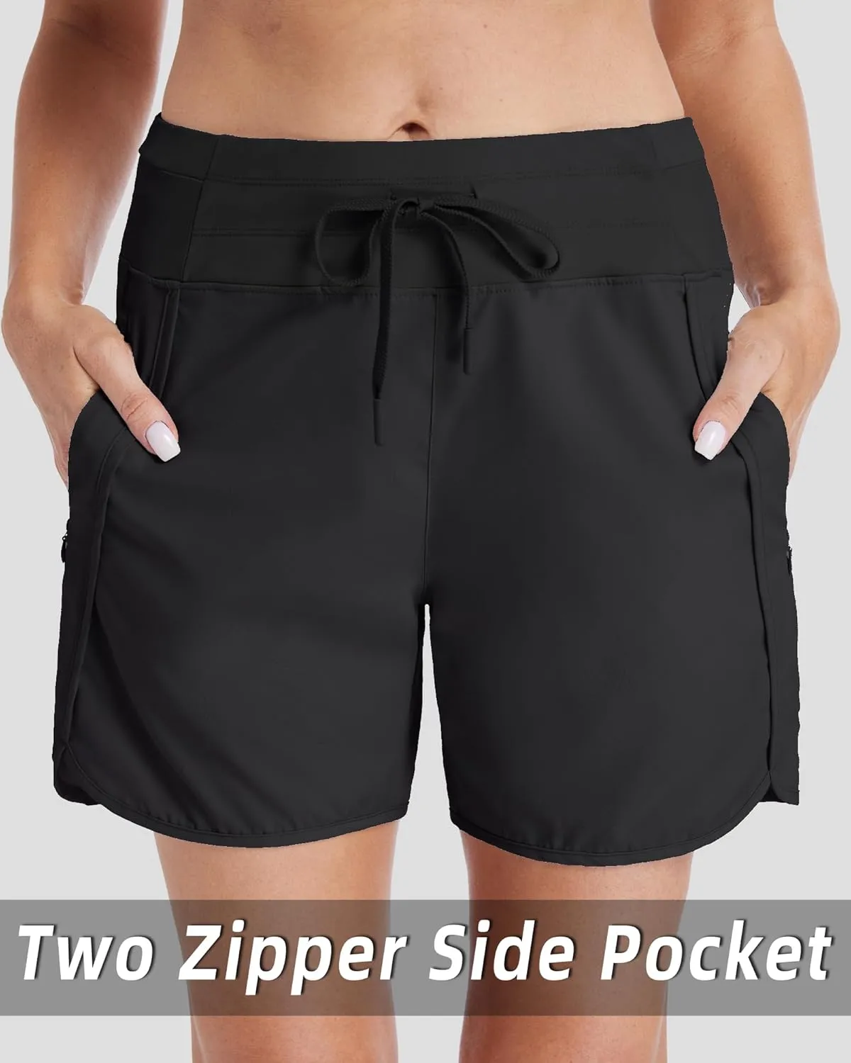 Running Shorts for Women 5" Athletic High Waisted Quick Dry Active Exercise Hiking Shorts with 3 Zipper Pocket
