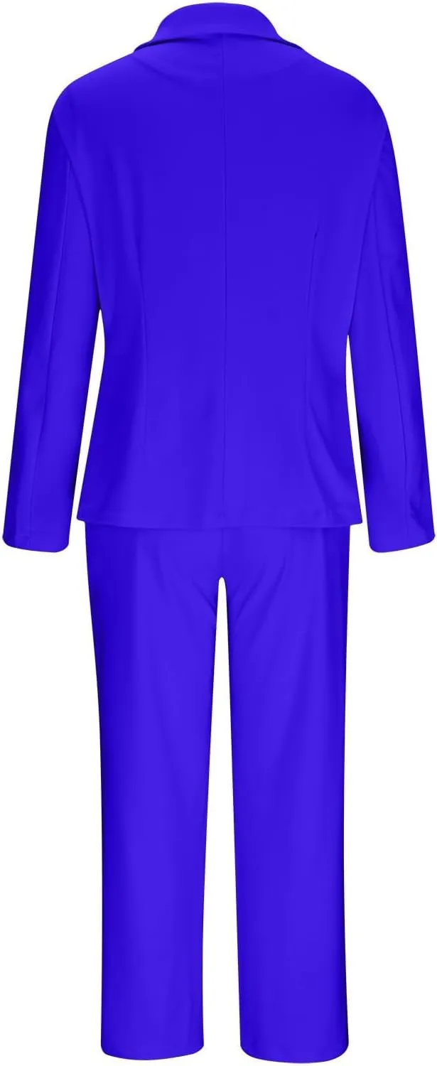 SACFOF 2 Piece Outfits for Women Long Sleeve Solid Color Blazer with Pants Casual Elegant Work Office Suit Sets