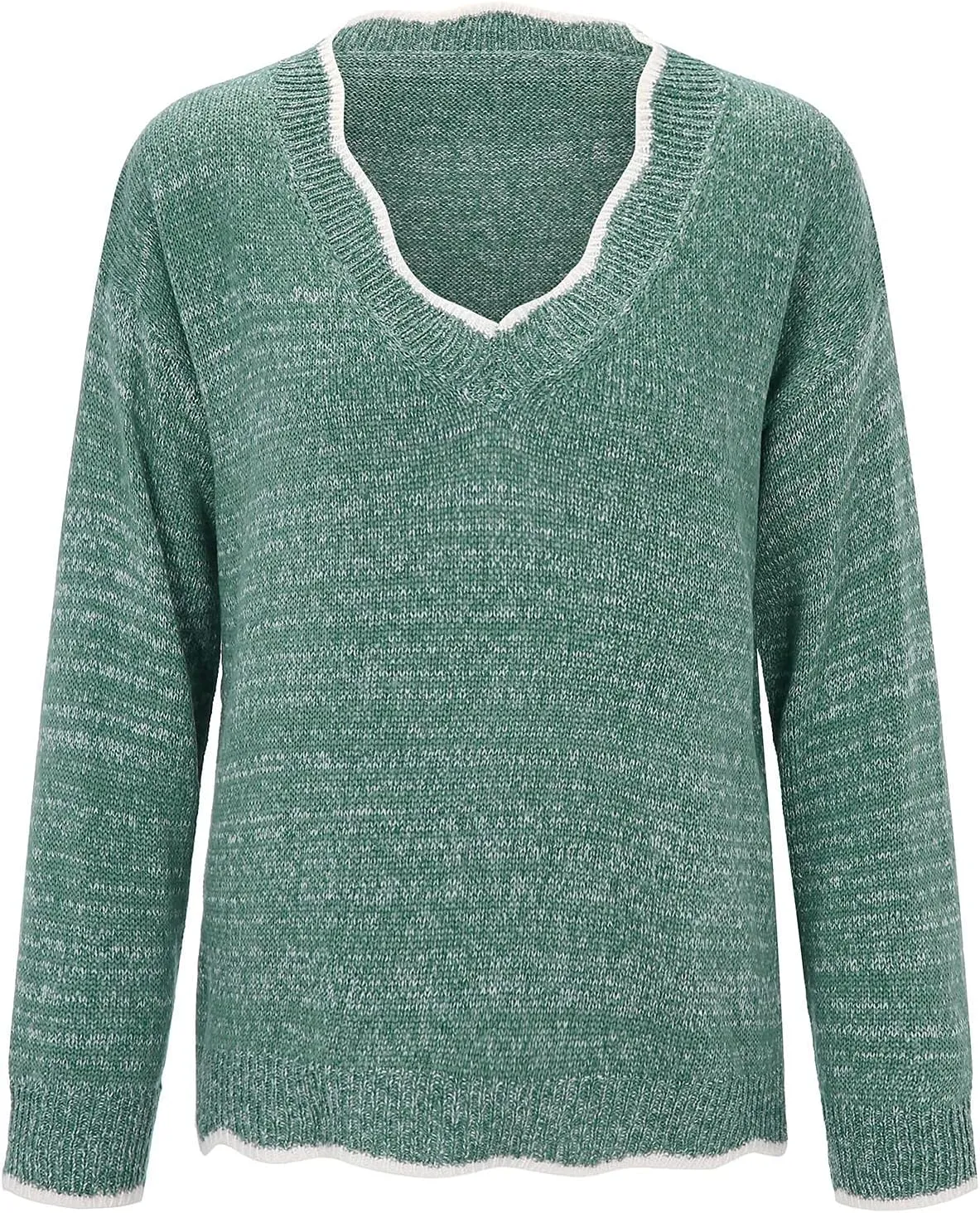 SHAOBGE Ladies Fashion Casual Slim Long Sleeve Solid Color V Neck Knitted Sweater Top E Weather Coats Women