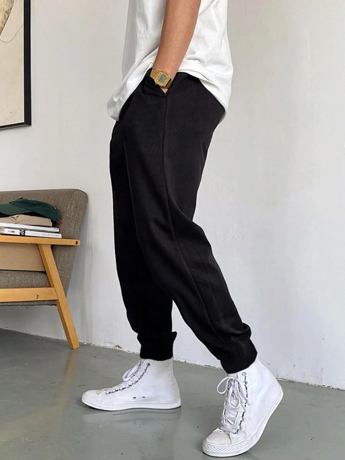 SHENHE Men's Color Block Graphic Sweatpants Drawstring Gym Joggers Pants with Pockets