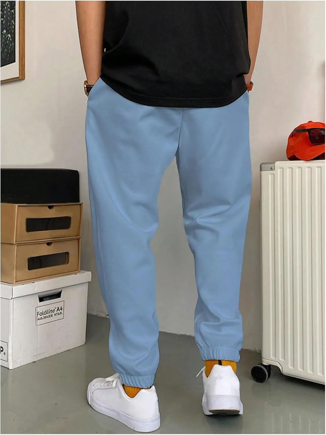 SHENHE Men's Color Block Graphic Sweatpants Drawstring Gym Joggers Pants with Pockets