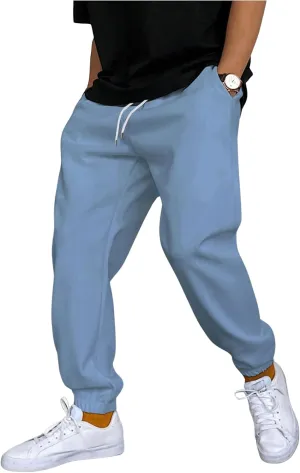 SHENHE Men's Color Block Graphic Sweatpants Drawstring Gym Joggers Pants with Pockets