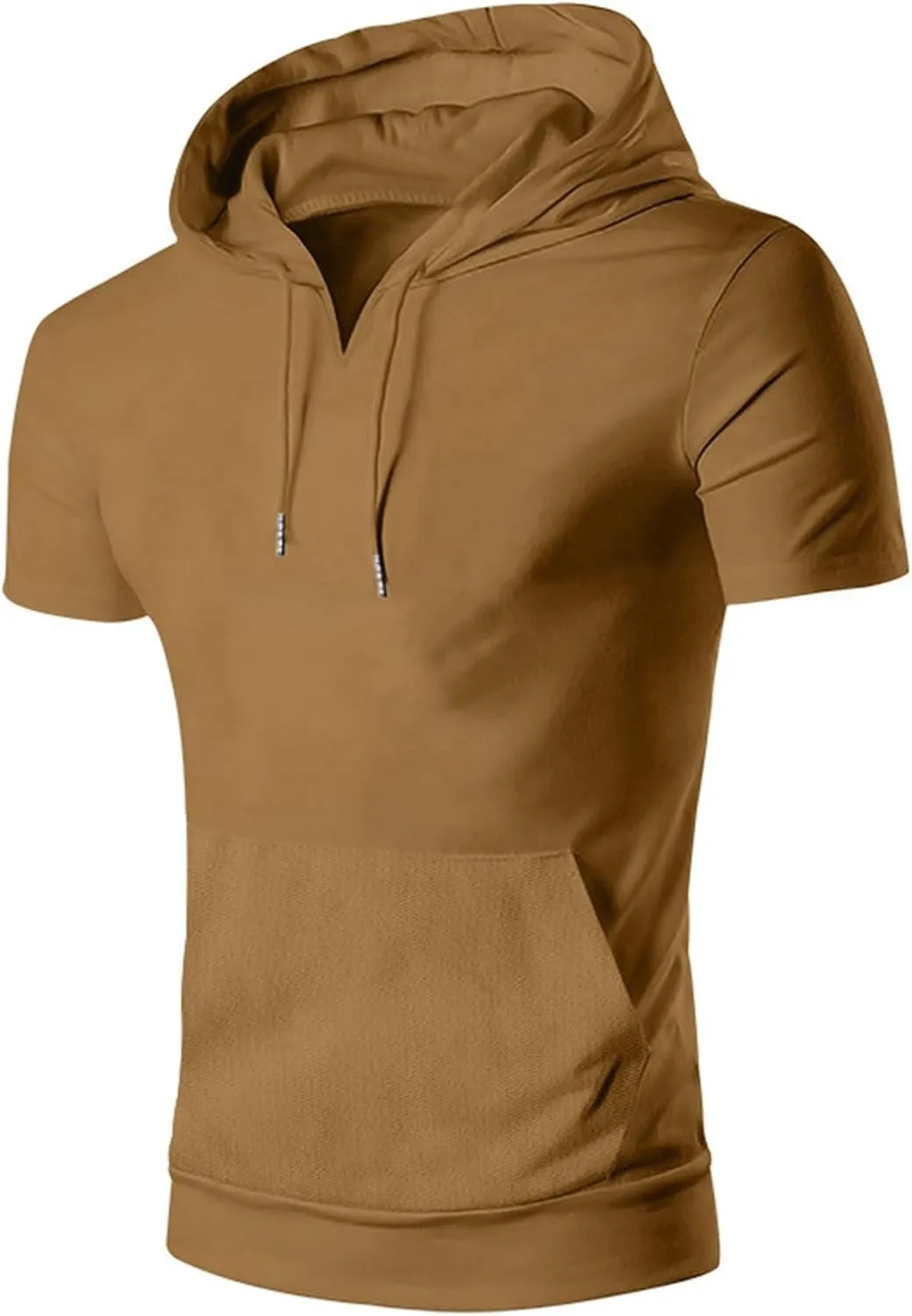 Short Sleeve Hoodies for Men Summer Tshirts Shirts Hooded with Pocket Lightweight V Neck Pullover Tops Cotton Tees