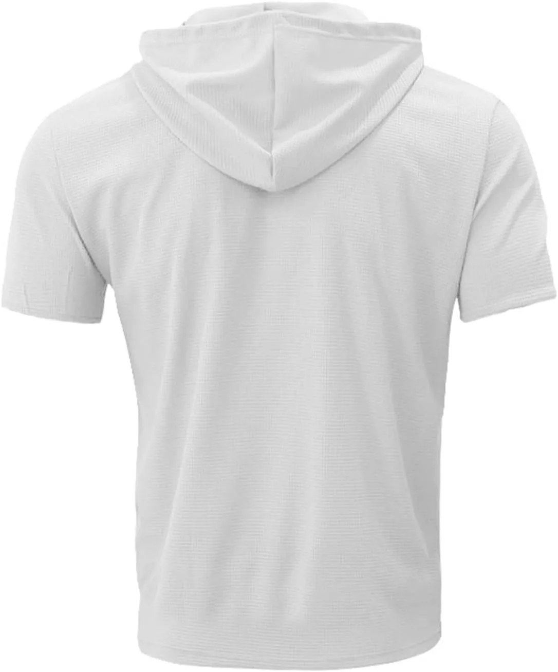 Short Sleeve Hoodies for Men Summer Waffle Tshirts Shirts Hooded Button Down Henley V Neck Pullover Tops Fashion Tees