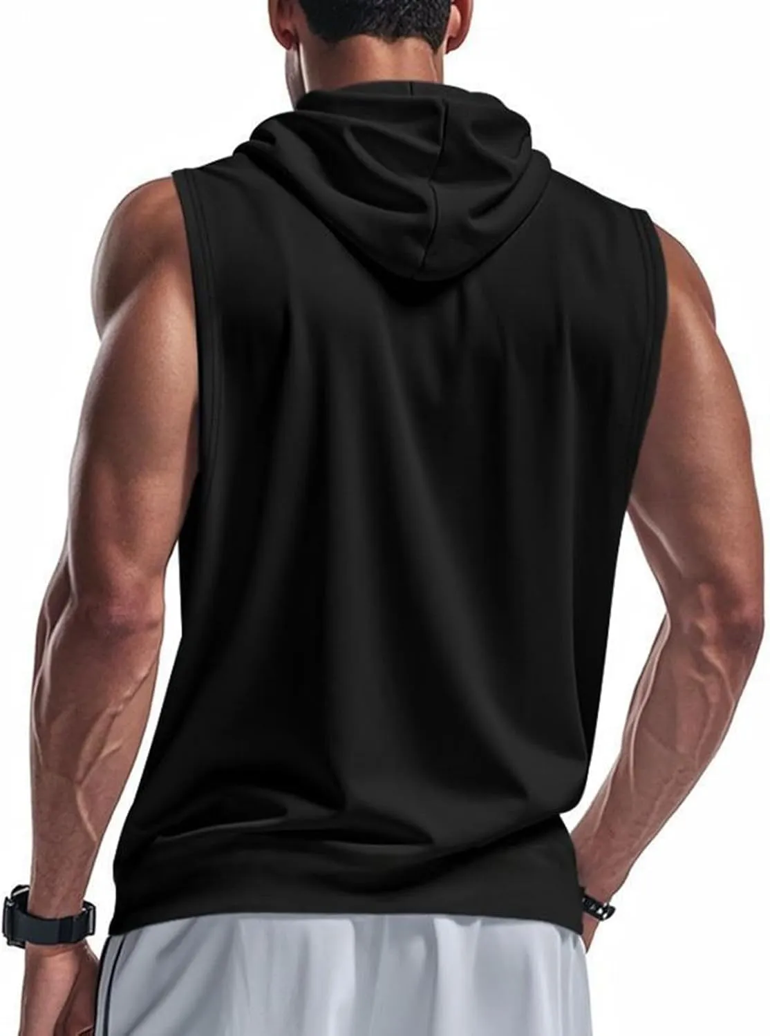 Sleeveless Hoodies for Men Summer Muscle Tank Tops Lightweight Workout Cut Off T Shirt Bodybuilding Shirts Solid Tees