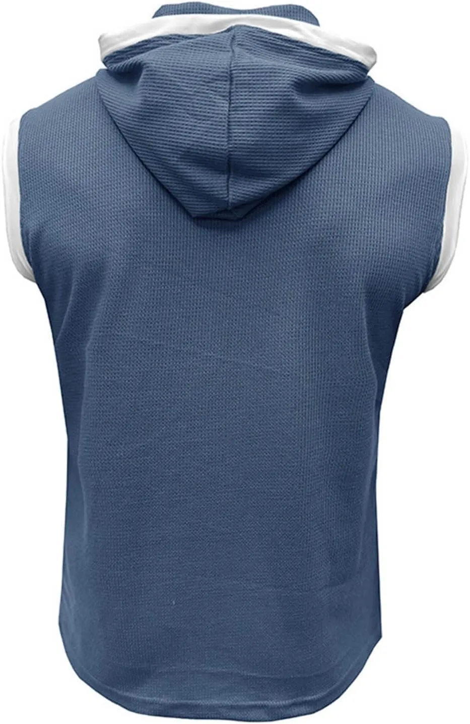 Sleeveless Waffle Knit T-Shirt for Men Trendy Workout Hooded Tank Tops Summer Fitness Button Hoodie Active Basic Tees