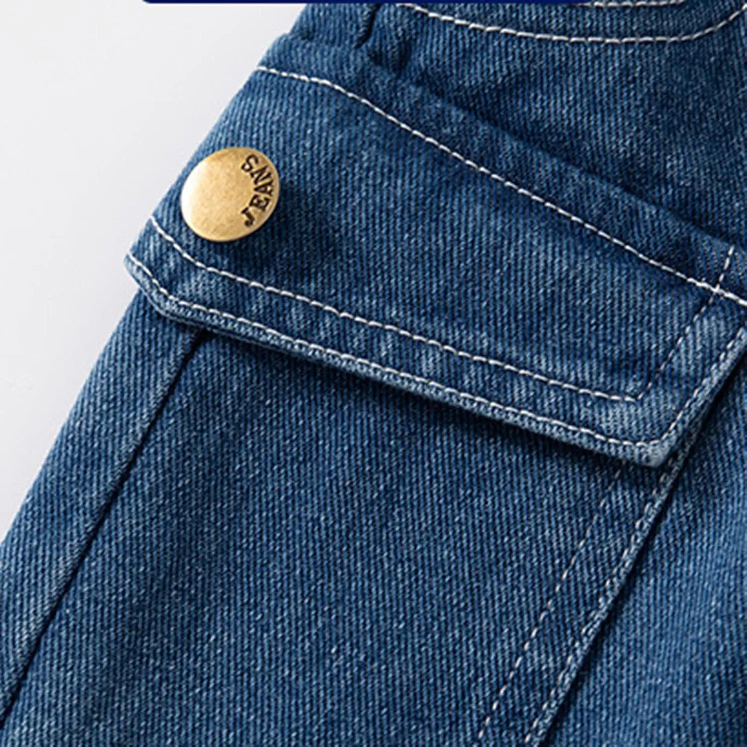 Solid Color Cargo Denim Shorts for Toddler Girls Boys Kids Elastic Waist Chambray Jeans Shorts Pants Daily Clothes