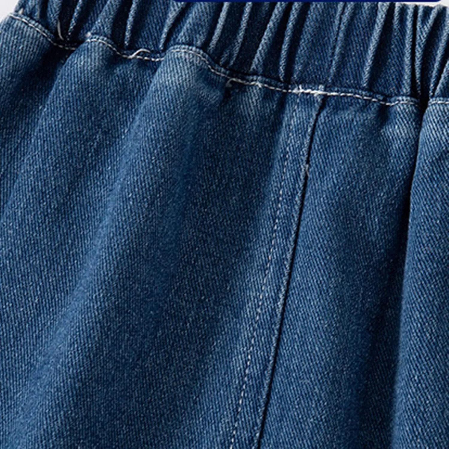 Solid Color Cargo Denim Shorts for Toddler Girls Boys Kids Elastic Waist Chambray Jeans Shorts Pants Daily Clothes