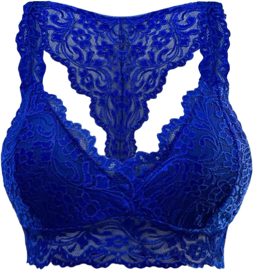 Sports Bras for Women Plus Size Floral Lace Racerback Bra Running Yoga Tank Top Bra Wireless Underwear