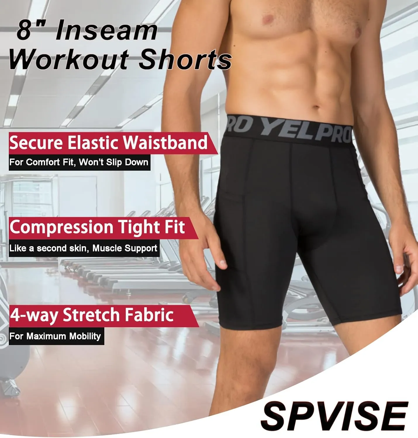 SPVISE Compression Shorts Men 1/3 Pack, Dry Fit Compression Underwear Spandex Running Shorts, Workout Athletic Shorts Pocket