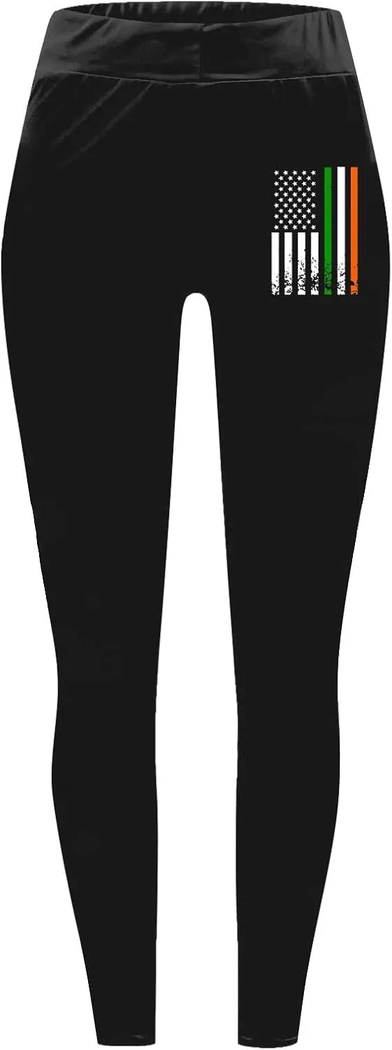 St Patricks Day Tummy Contral Leggings for Women Women's St Day Leggings Irish Irish Leggings with Pockets for