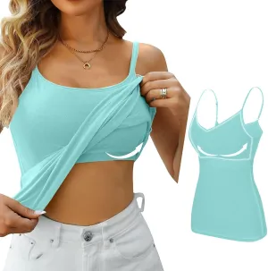 Tank Tops with Built in Bras for Women Basic Sleeveless Vest Workout Yoga Sports Bra Summer Shirts 2025