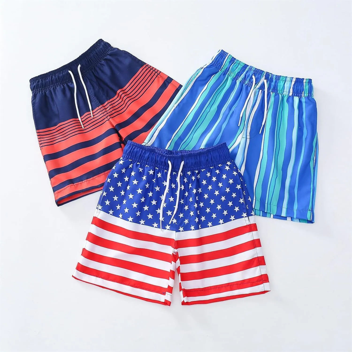 Toddler Cotton Summer Beach Shorts Boys Swim Trunks Elastic Waist Drawstring Loose Fit Athletic Girls Summer Wear