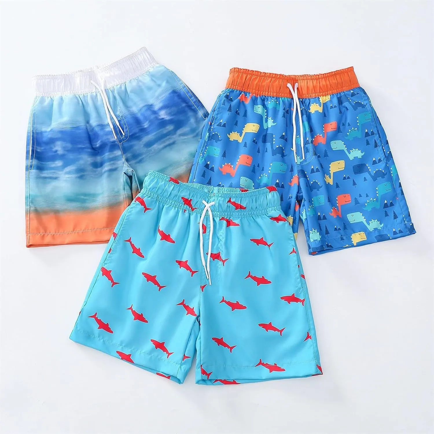 Toddler Cotton Summer Beach Shorts Boys Swim Trunks Elastic Waist Drawstring Loose Fit Athletic Girls Summer Wear