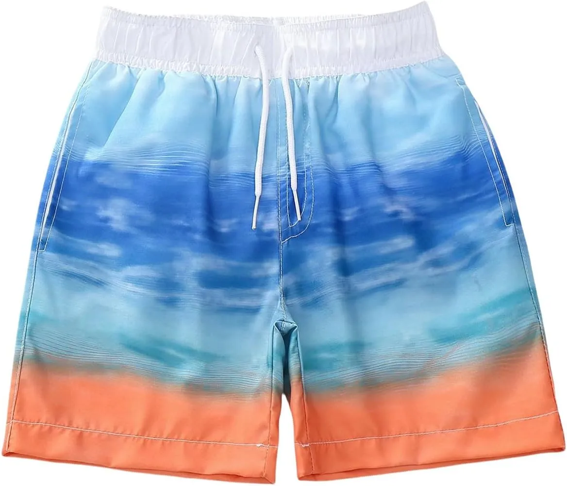 Toddler Cotton Summer Beach Shorts Boys Swim Trunks Elastic Waist Drawstring Loose Fit Athletic Girls Summer Wear