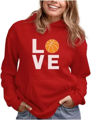 Tstars Love Basketball Hoodie for Women Teen Girls Gifts for Coaches Fans Players Sweatshirt Hoodies