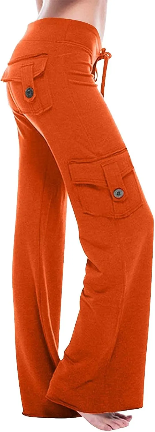 Wide Leg Yoga Pants for Women 2024 Plus Size Casual Stretchy Cargo Sweatpants Lounge Comfy High Waisted Workout Palazzo Pants