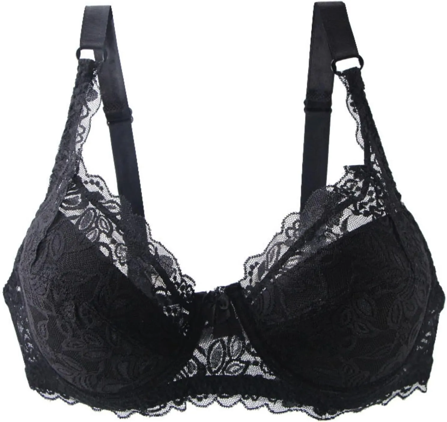 Women Plus Size Bras Sexy Lace Full Coverage Unlined Underwire Bralette Casual Fashion Breathable Seamless Underwear