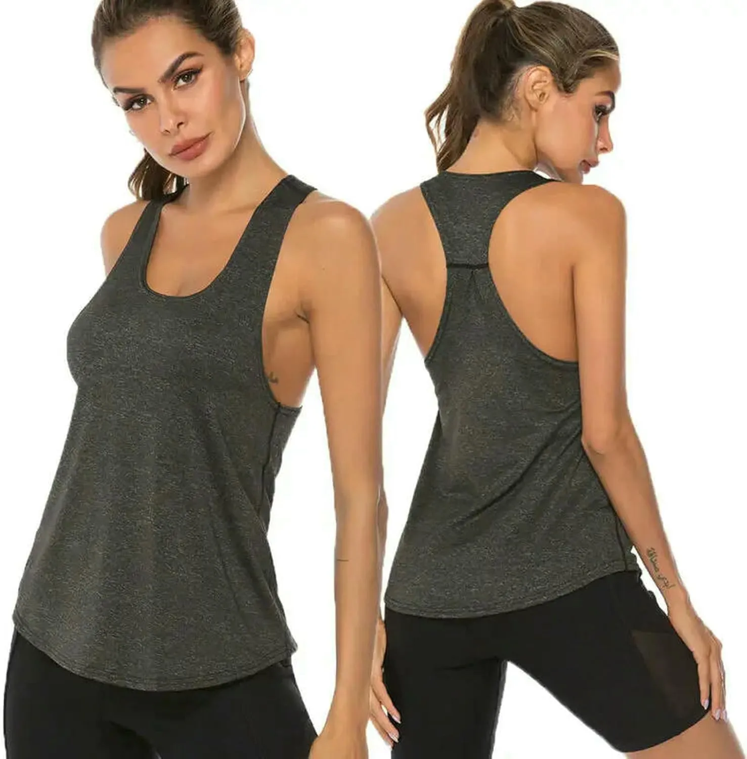Women Sleeveless Quick-Dry Breathable Workout Gym Tank Top Women Fitness Jogging Yoga Tank Shirt