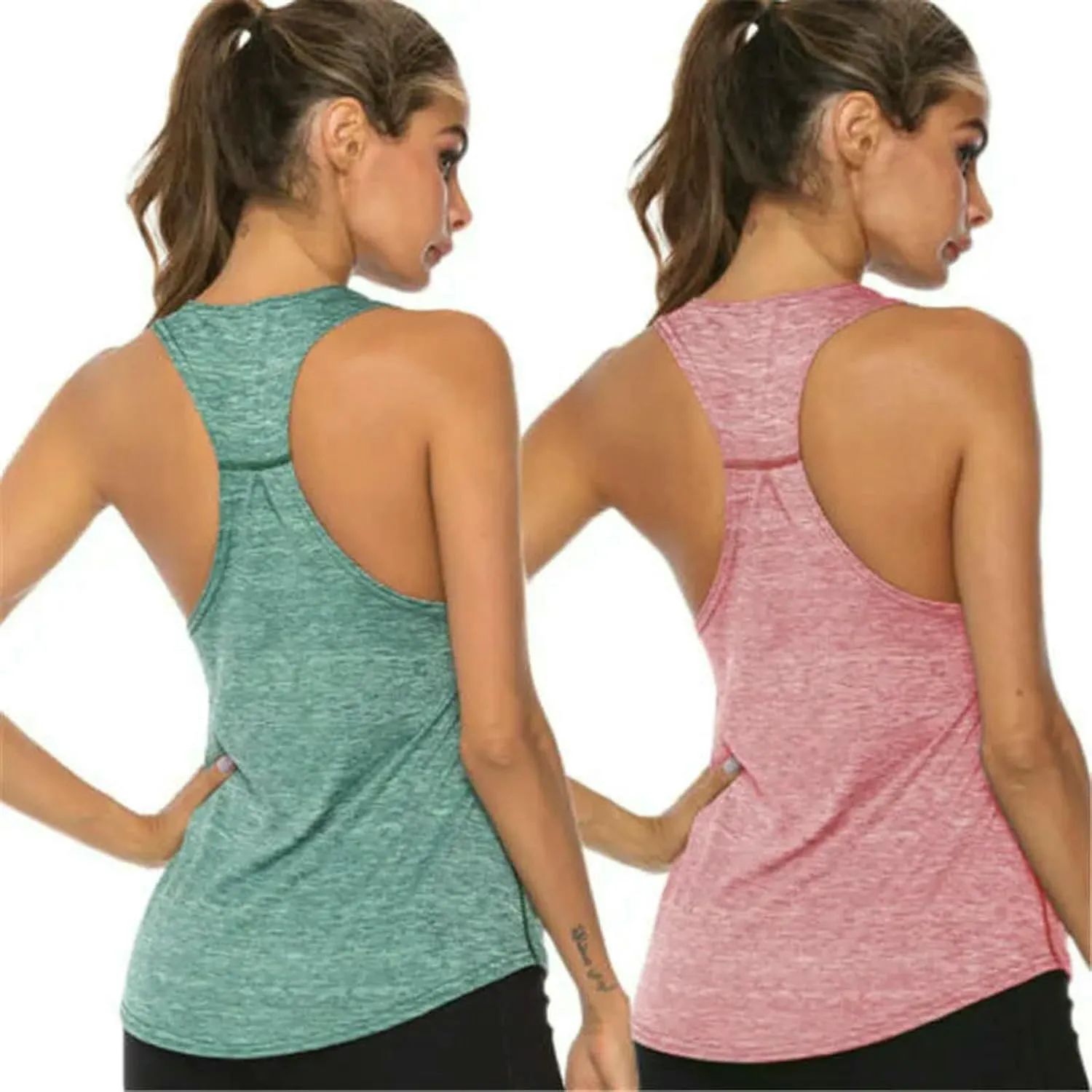 Women Sleeveless Quick-Dry Breathable Workout Gym Tank Top Women Fitness Jogging Yoga Tank Shirt