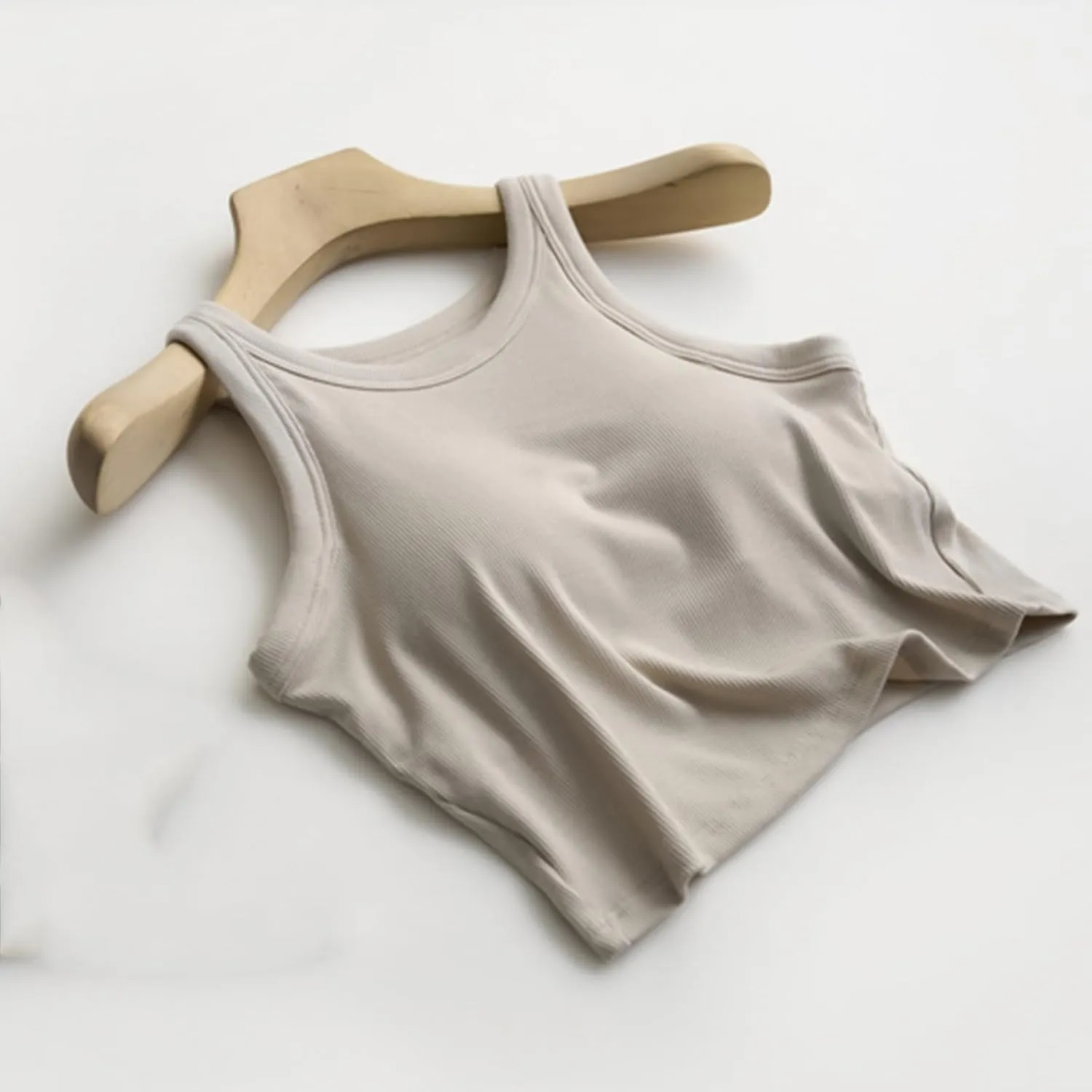 Women Tank Tops Shelf Bra Summer Cotton Basic Padded Yoga Rib Camisoles for Casual Workout Outfits Undershirts Cami