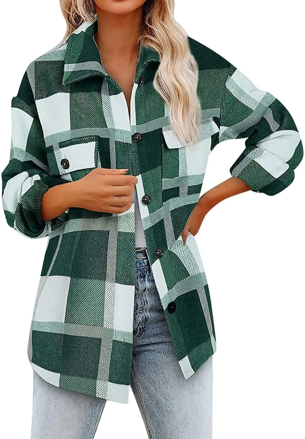 Womenfice Plaid Printed Sweaters Shirt Long Sleeve Cardigan Tops Trendy Long Outwear Tee Flannel Plaid Shirts