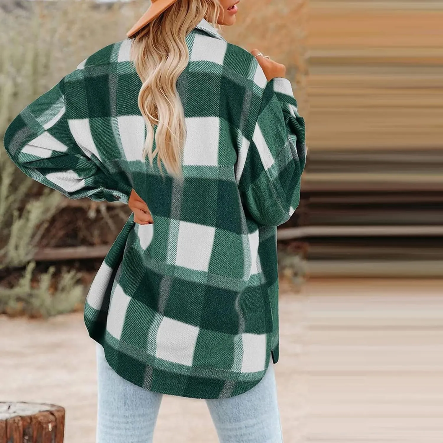 Womenfice Plaid Printed Sweaters Shirt Long Sleeve Cardigan Tops Trendy Long Outwear Tee Flannel Plaid Shirts