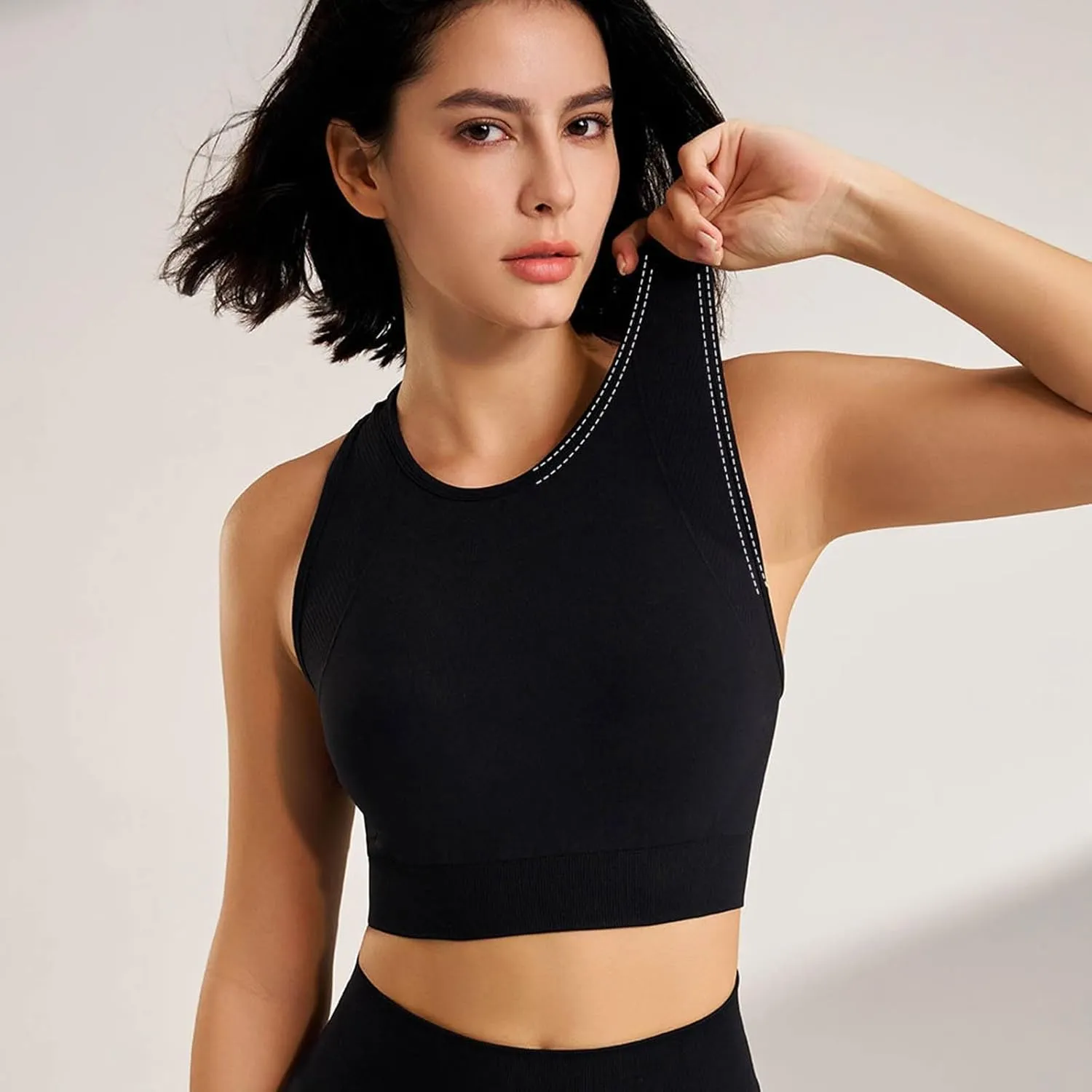 Women's Active Sports Bra High Support Wirefree Cross Back Wirefree Bra Quick Dry Padded Workout Yoga Tank Top Bra