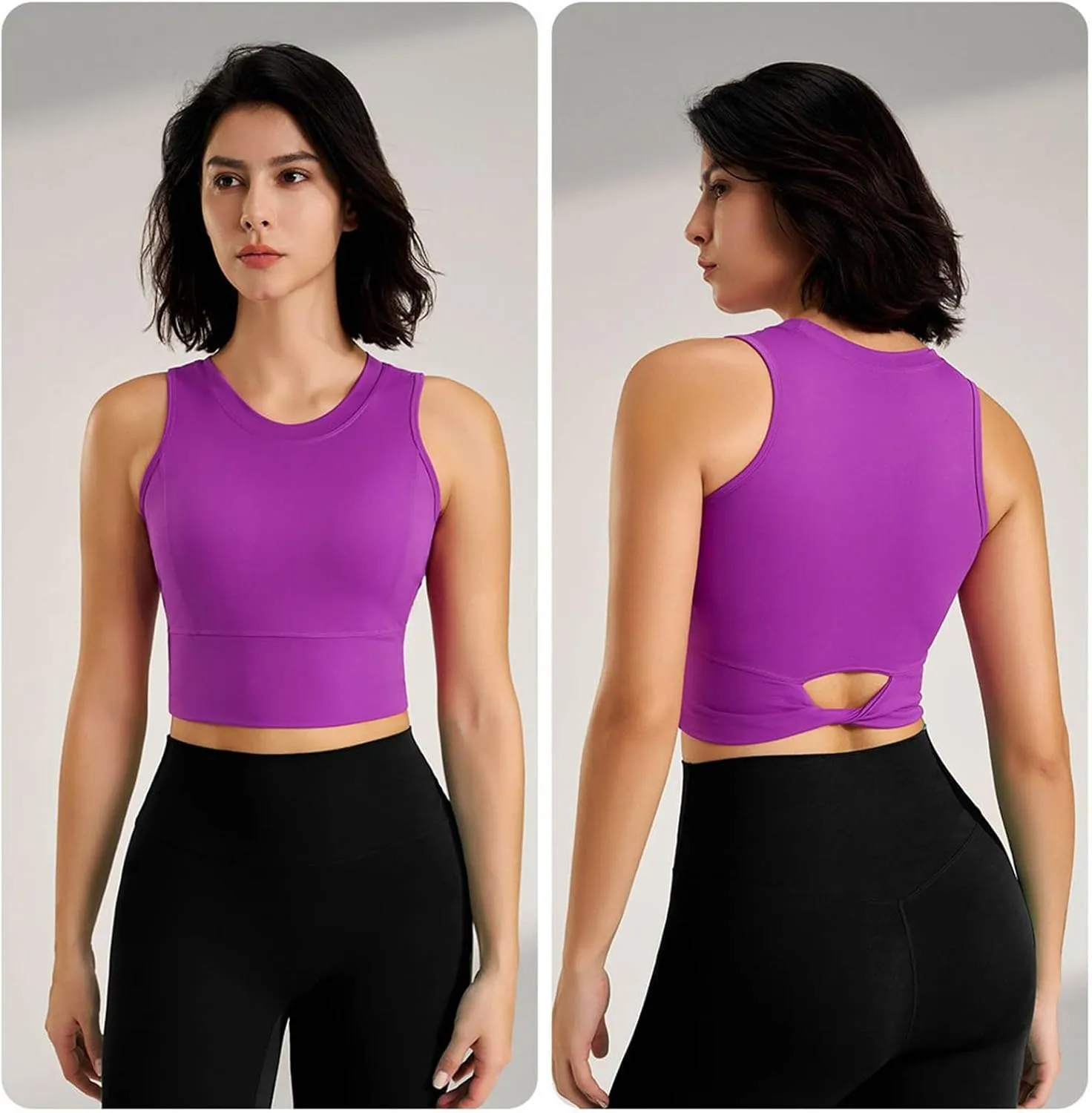 Women's Active Sports Bra High Support Wirefree Cross Back Wirefree Bra Quick Dry Padded Workout Yoga Tank Top Bra