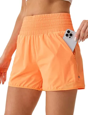 Womens Athletic Shorts High Waisted Quick Dry Lightweight Running Shorts Sporty Workout Gym Shorts with Double Zipper Pockets