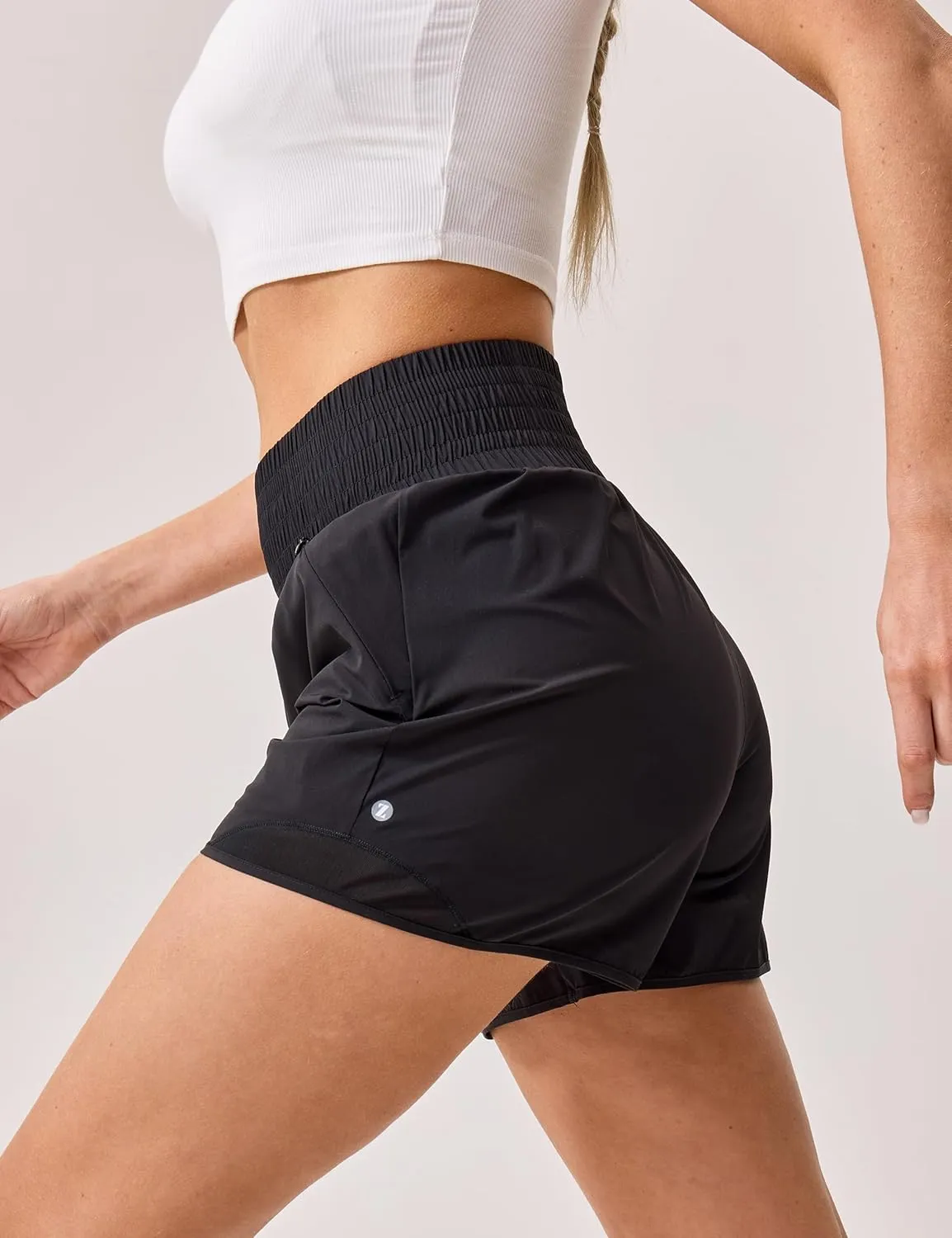Womens Athletic Shorts High Waisted Quick Dry Lightweight Running Shorts Sporty Workout Gym Shorts with Double Zipper Pockets