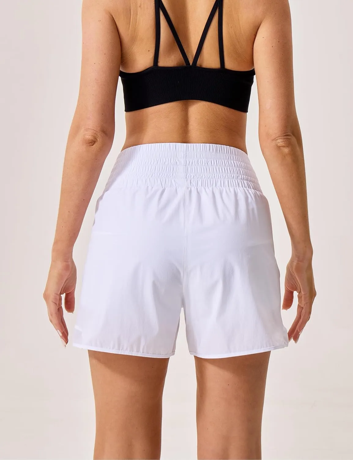 Womens Athletic Shorts High Waisted Quick Dry Lightweight Running Shorts Sporty Workout Gym Shorts with Double Zipper Pockets