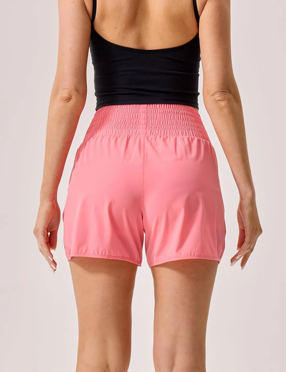 Womens Athletic Shorts High Waisted Quick Dry Lightweight Running Shorts Sporty Workout Gym Shorts with Double Zipper Pockets