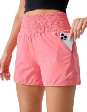 Womens Athletic Shorts High Waisted Quick Dry Lightweight Running Shorts Sporty Workout Gym Shorts with Double Zipper Pockets