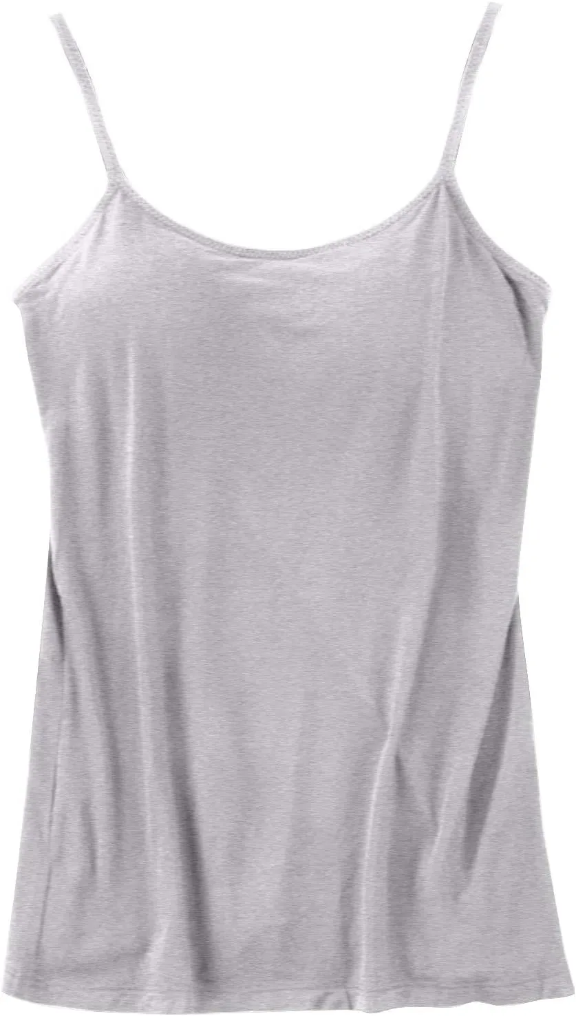 Womens Cami with Built-in Shelf Bra Camisole with Shelf Bra Stretch Cotton Camisole Straps Tank Tops Yoga Cami Shirt