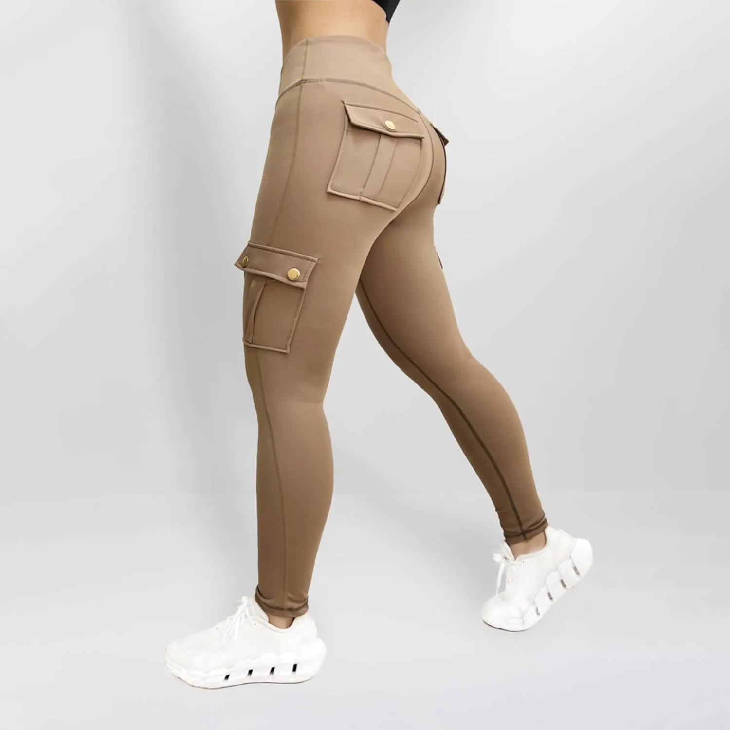 Womens Leggings with Cargo Pocket High Waist Tummy Control Yoga Pants Butt Lifting Cargo Leggings Workout Gym Pants