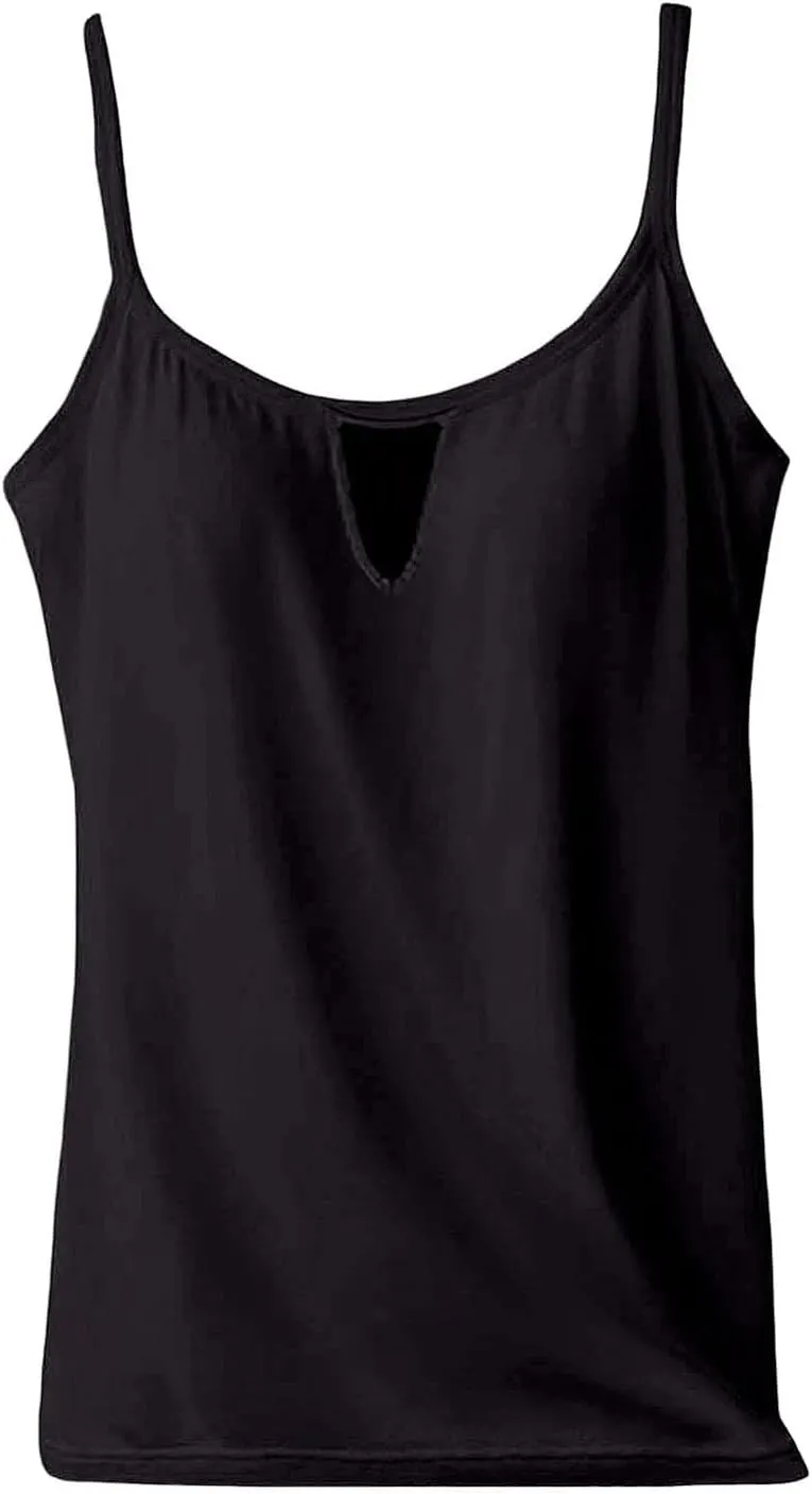 Women's Shelf Bra Camisole Tops Adjustable Spaghetti Strap Basic Cami Key Hole Yoga Shirts Tank Cotton Undershirts