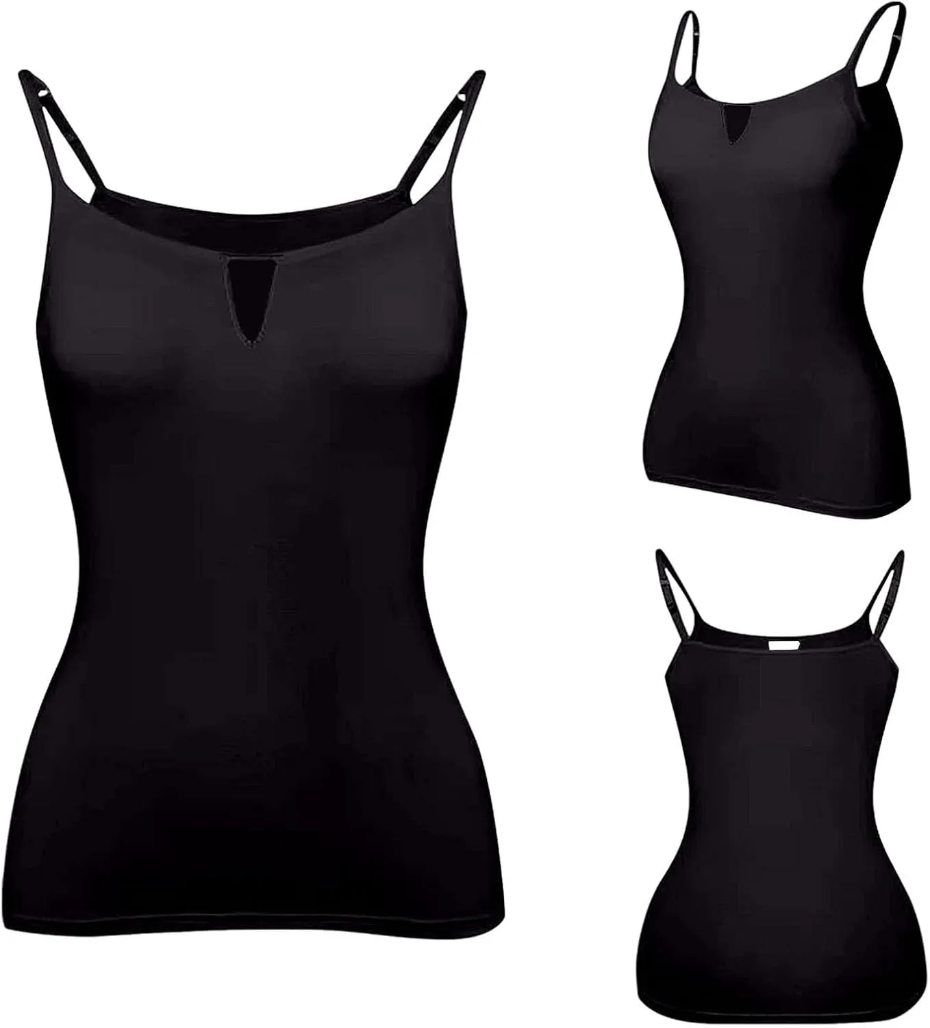 Women's Shelf Bra Camisole Tops Adjustable Spaghetti Strap Basic Cami Key Hole Yoga Shirts Tank Cotton Undershirts