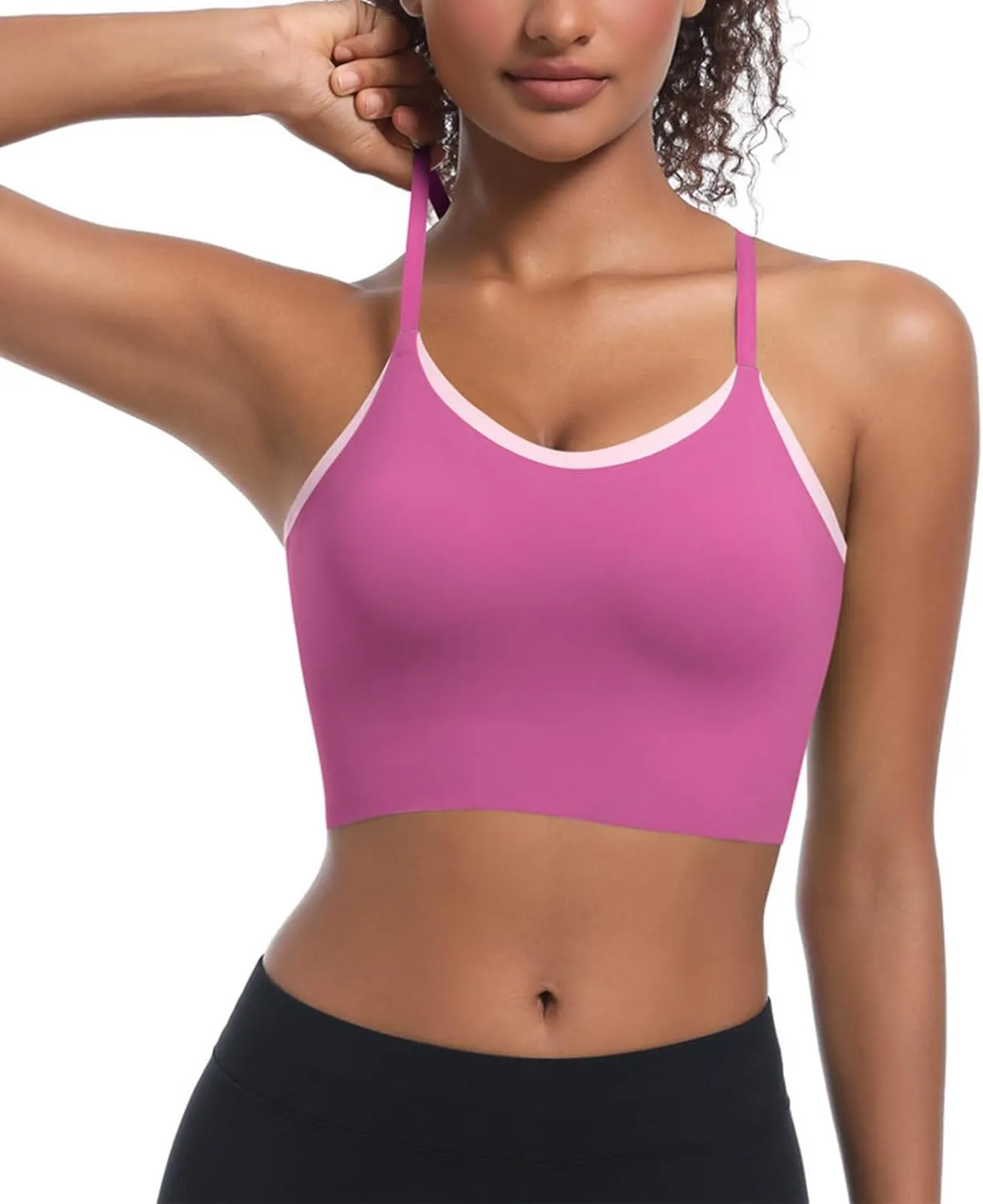 Womens Spaghetti Straps Crop Cami Tops Summer Yoga Workout Sports Bras Comfy Slim Fit Fitness Gym Tank Top Outfit